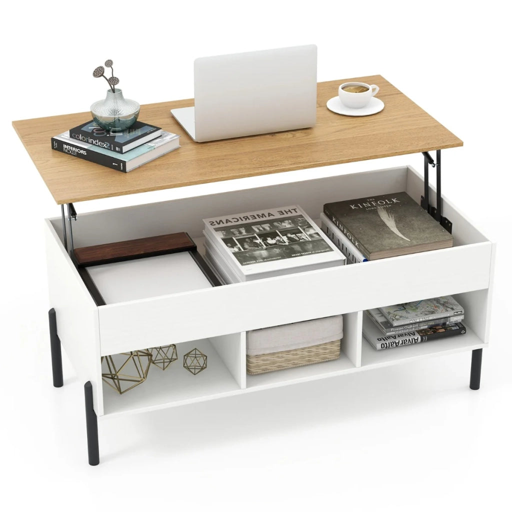 Tavolino da caffè sollevabile 100 x 50 x 45 cm con spazio nascosto uso funzionale moderno legno ingegnerizzato bianco 20_0018894