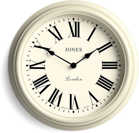 Orologio da parete in stile veneziano | Clessico orologio a cerchio | 30 cm | Crema chiaro | Numeri romani | Design tradizionale, ideale per la cucina, salotto o camera da letto