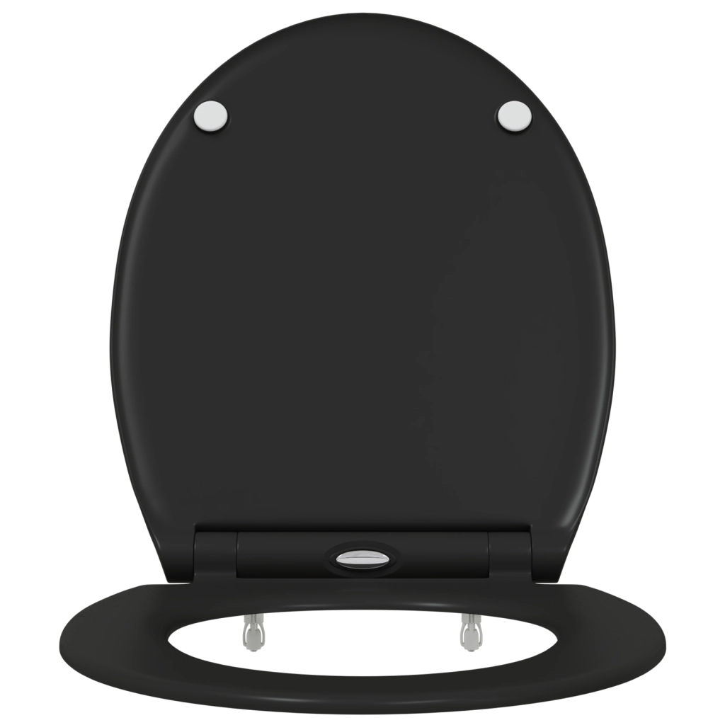 Sedile per WC con rilascio rapido e chiusura morbida in Duroplast Nero
