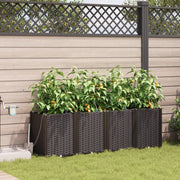 Fioriere da Giardino con Sistema di Irrigazione 4 pz Marrone