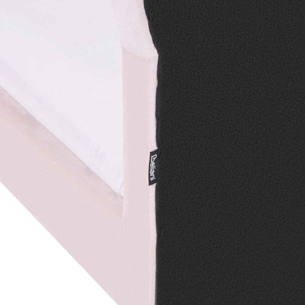 Letto Rosa e Bianco Velluto Imbottito Telaio Poggiatesta 3ft EU Dimensione Singola Camera da Letto Bambini Camera Moderna Tradizionale
