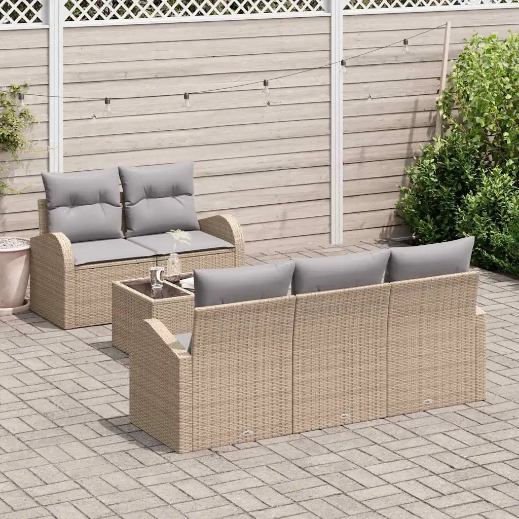 Set Divano da Giardino 6 pcs Beige e grigio polyrattan 3354589