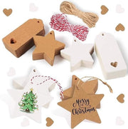 Etichette per Cadeau 100 pezzi - Etichette per Regalo in Stelle - Hanger per Regali - Etichette per Regali per Matrimonio - Pacchetto con 20 m di Corda