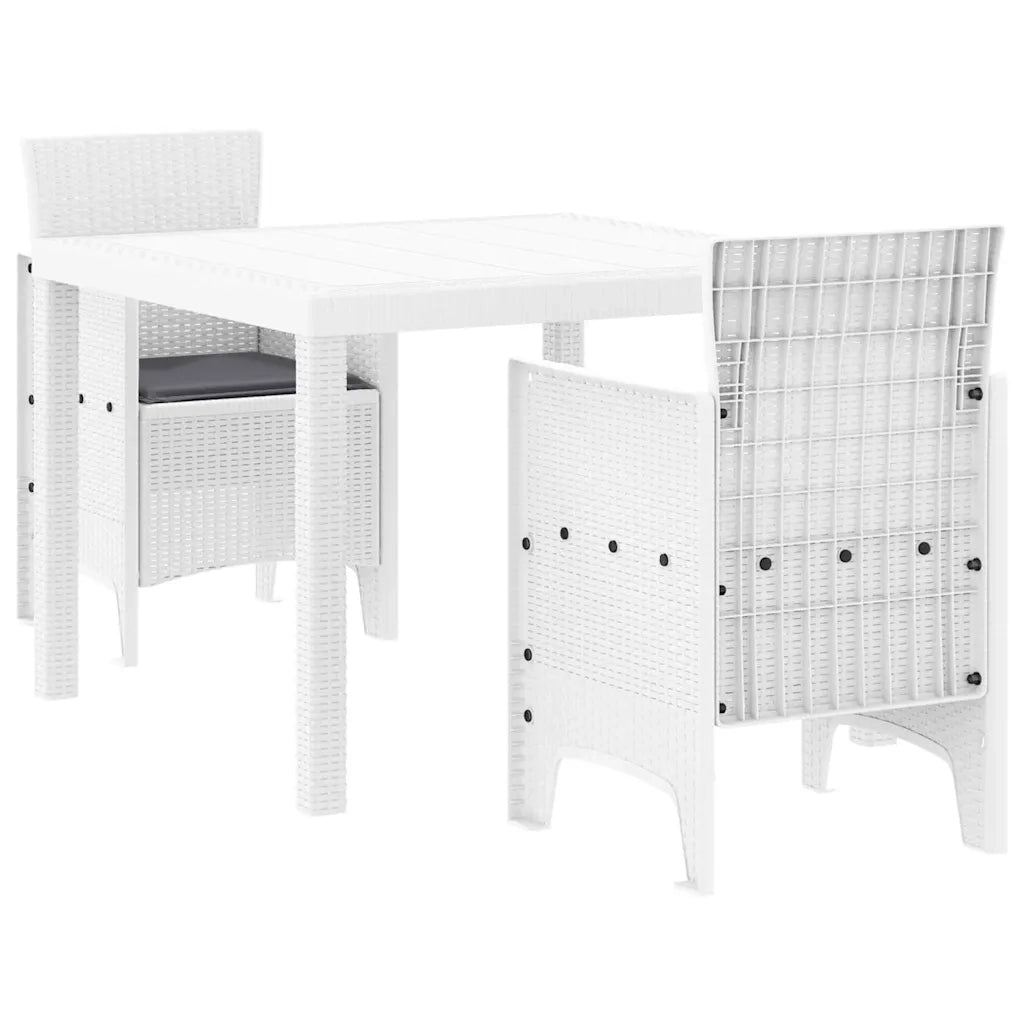 Set da Pranzo per Giardino 3 pcs Bianco Polipropilene