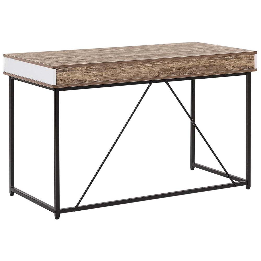 Scrivania Home Office Top in legno chiaro 120 x 60 cm con struttura verniciata a polvere nera 3 cassetti
