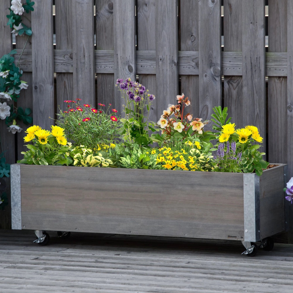 Jardinera Grande con Ruedas ¨C zephmum ¨C Grigio 96x30.6x30 cm