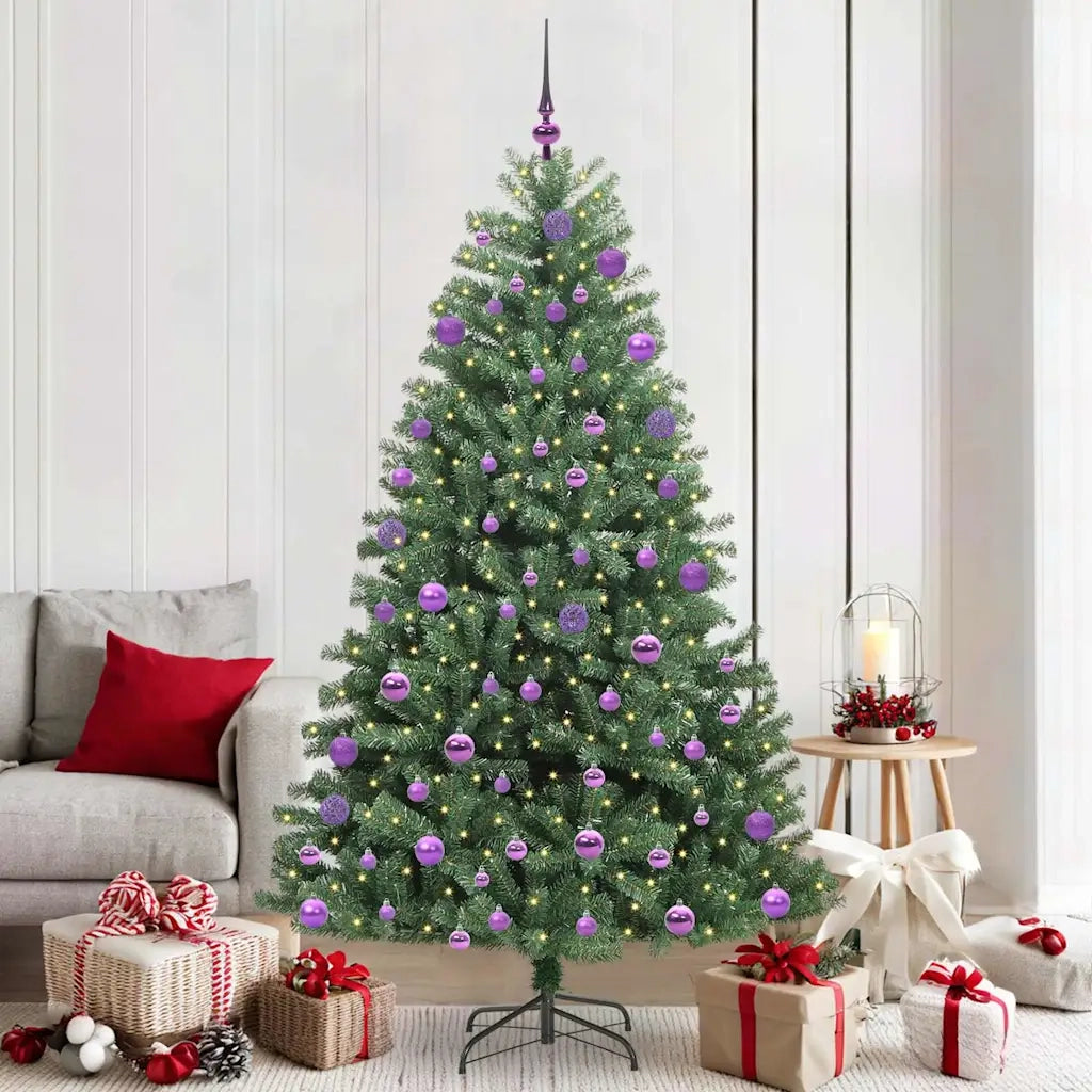 Albero di Natale | Decorazioni natalizie Artificiale con Rami Pieghevoli Verde 210 cm
