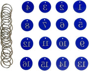 Etichette Acriliche Premium con Anello di Chiave - Set da 25 pezzi - Blu - per Ristorante Hotel Scuola Posta Ufficio Ginnasio