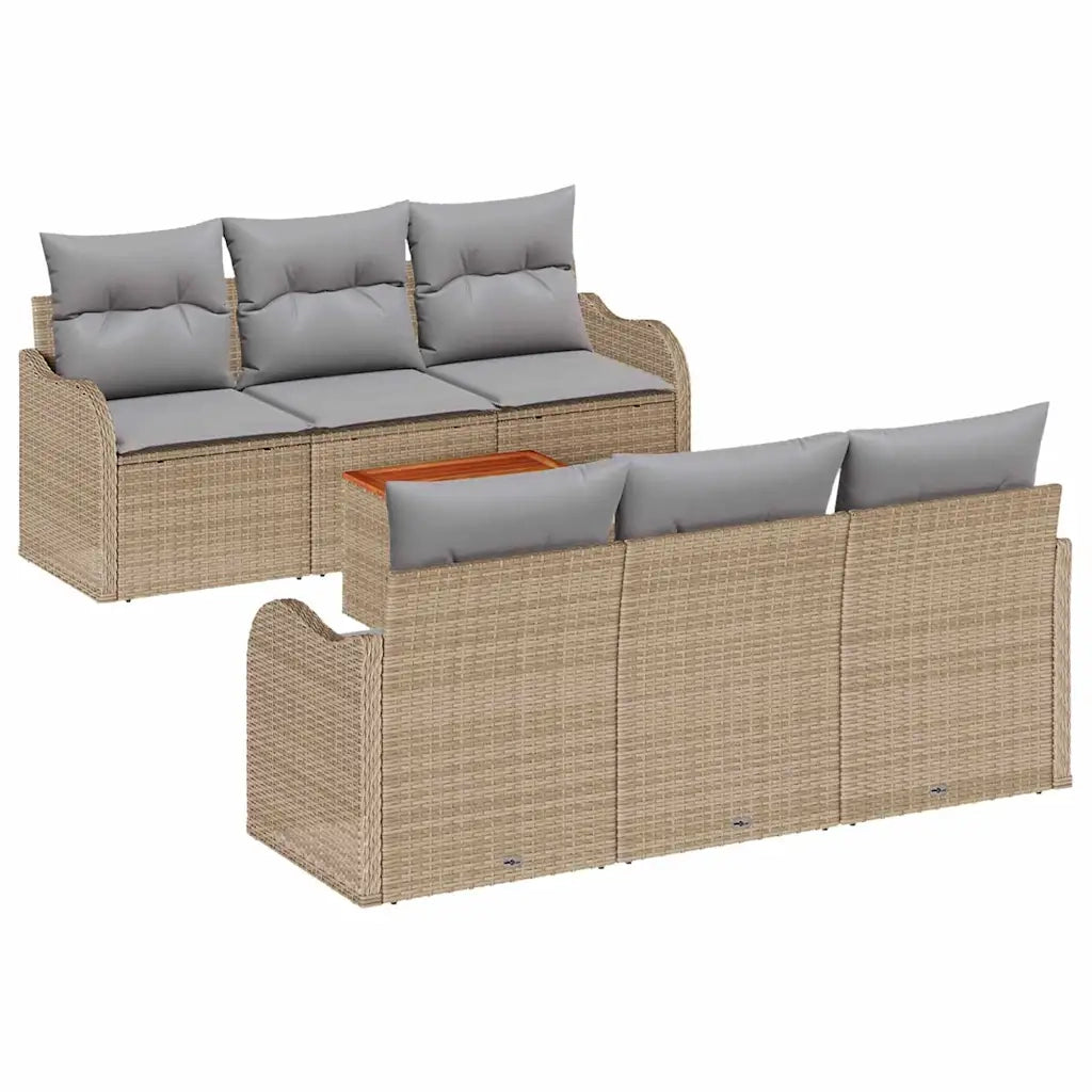 Set Divano da Giardino 7 pcs Beige e Grigio Chiaro polyrattan 3356068