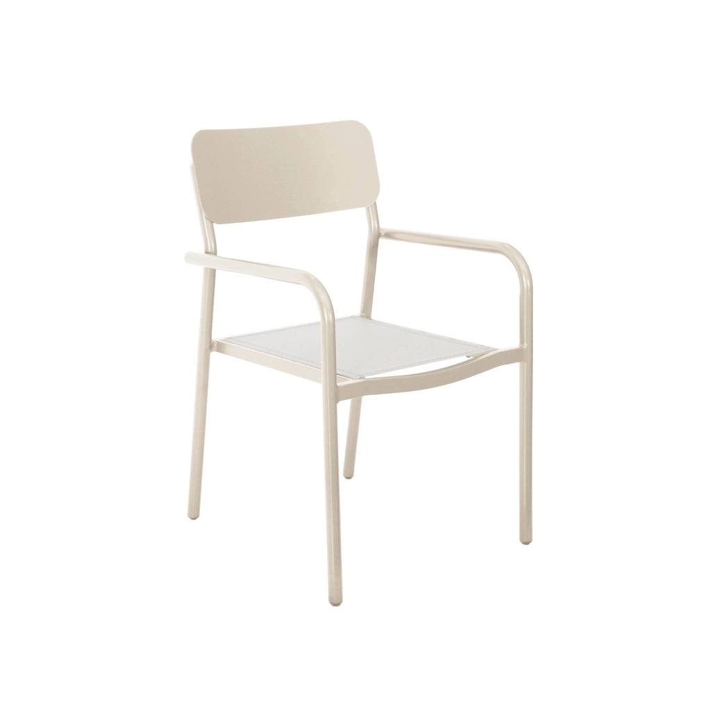 Set 4 sedie da giardino impilabili in alluminio e textilene, beige