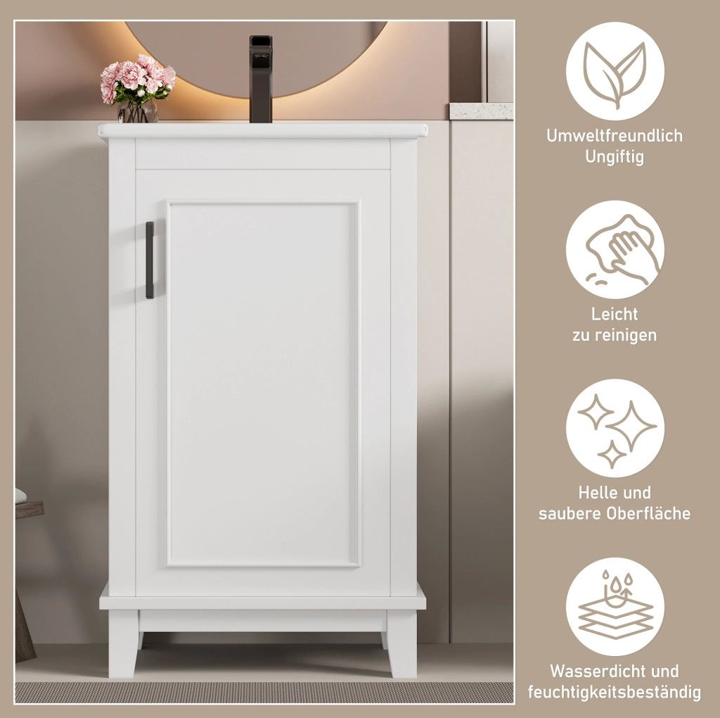 Mobile bagno freestanding con lavabo integrato e ripiani regolabili
