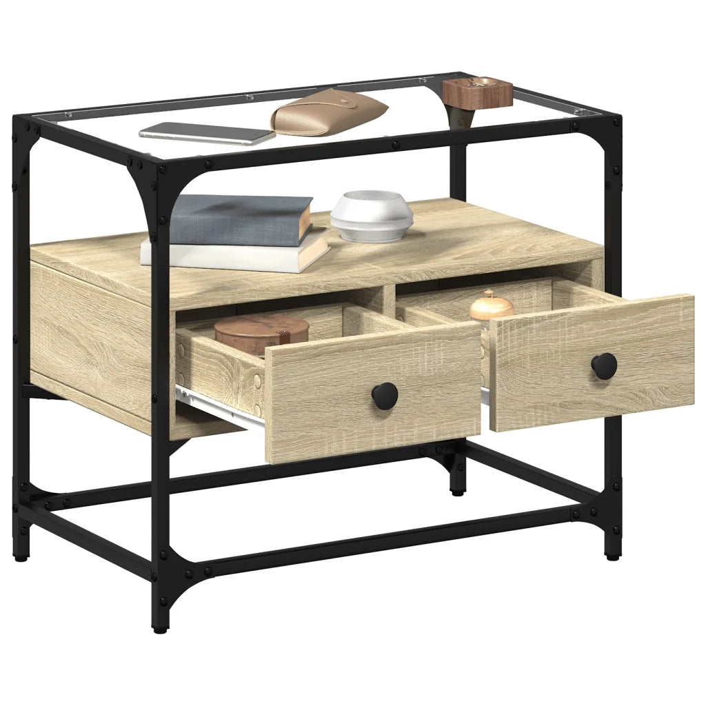 Mobile TV Piano-Credenza per TV-Console TV Vetro Rovere Sonoma 60x35x51 Legno Multistrato