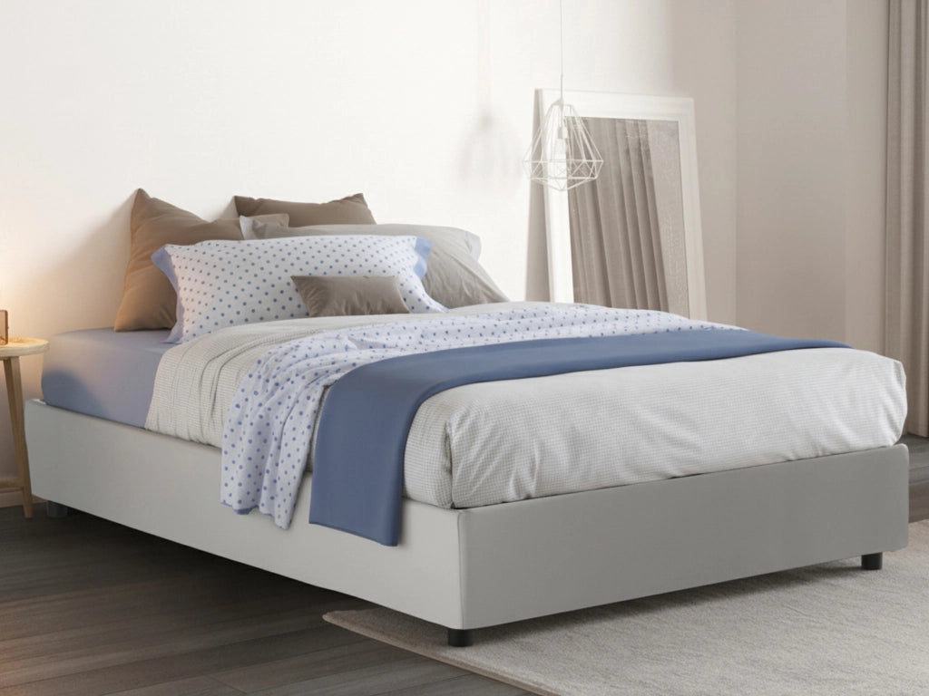 Andla, Letto Piazza e Mezza Sfoderabile Made in Italy, Bianco