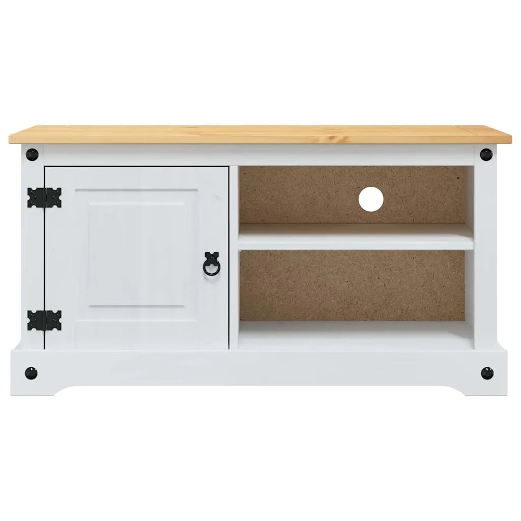 Mobile TV Corona Bianco 100 x 40 x 52 cm Pino massello