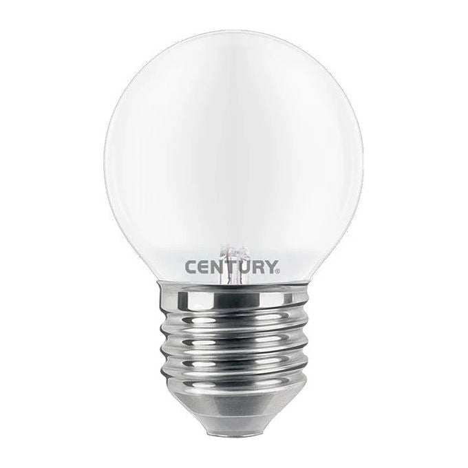 Century lampadina LED sfera E27 4,5W 2700K, filamento trasparente, luce calda, 470 lumen, equivalente 40W