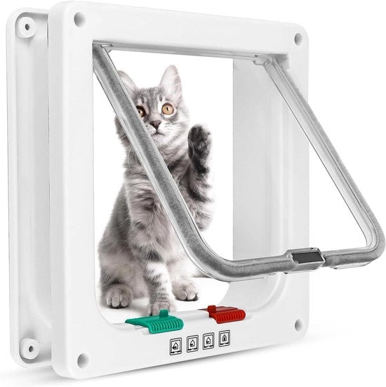 Pannello di sicurezza per porte con slot a 4 vie per gatti e piccoli cani - Dimensioni 19 x 20 x 55 cm - Facile da installare per diverse porte
