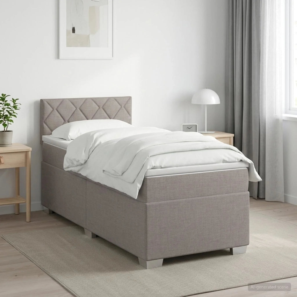 Letto con Box Spring, Materasso e LED Tortora 100 x 200 cm 3451886
