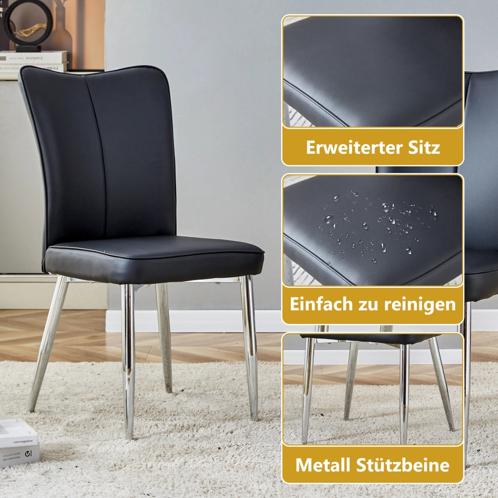 SEDIA da pranzo Set da 2 pezzi Nero PU e metallo