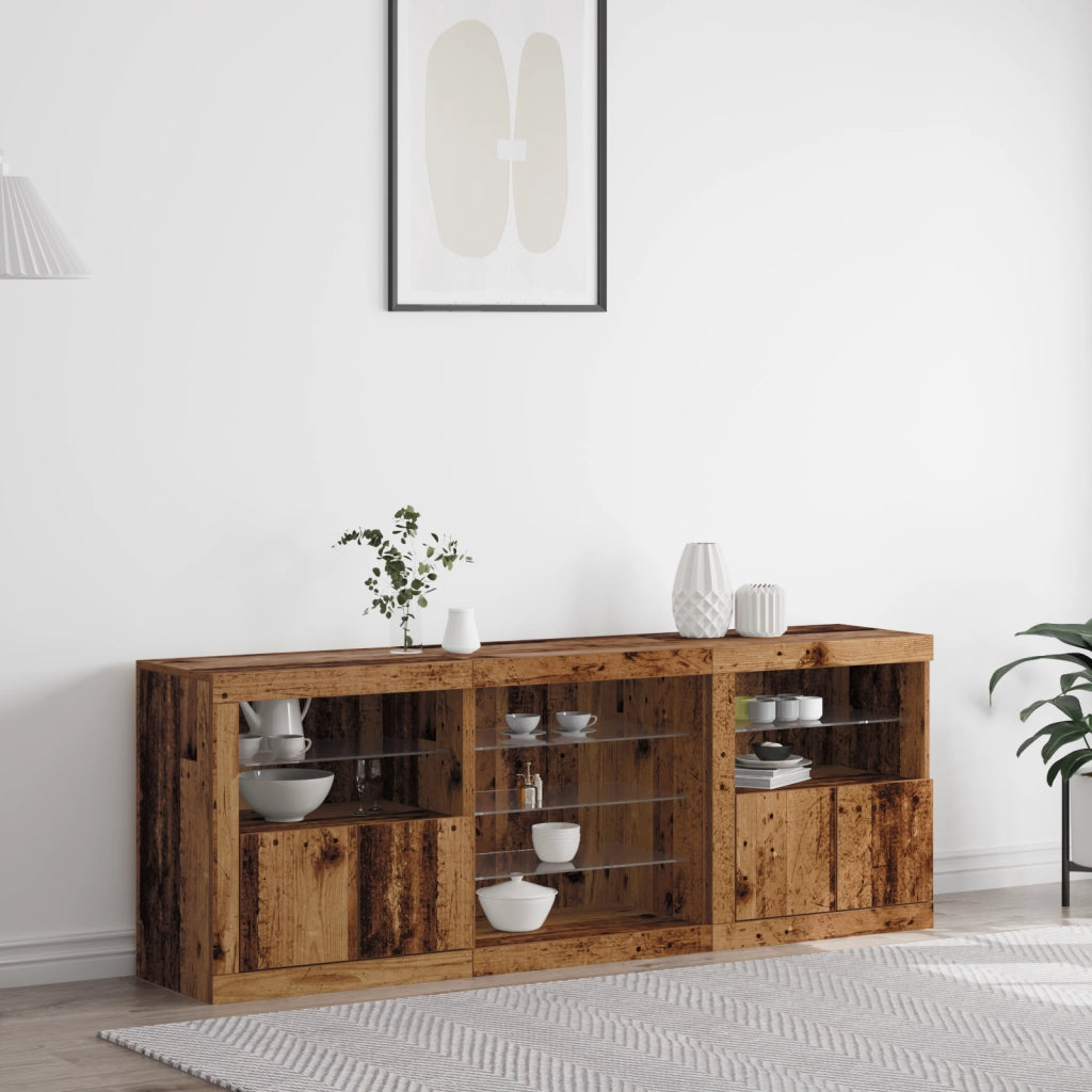 Mobile TV con luci LED Legno vecchio 181,5x37x67 cm Legno ingegnerizzato