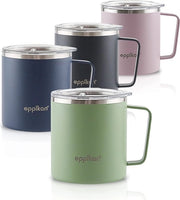 Tazza termica in acciaio inossidabile, becher isolante, tazza da caffè, tazza da tè, termica 380 ml, coperchio con apertura drink chiusura (380 ml, verde mossa)