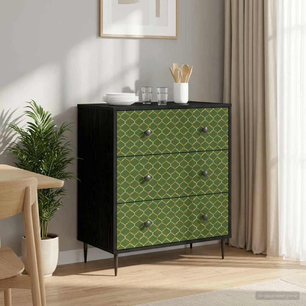 Cassettiera GELEEN Stampa geometrica smeraldo 66 x 36,5 x 76 cm 8007371