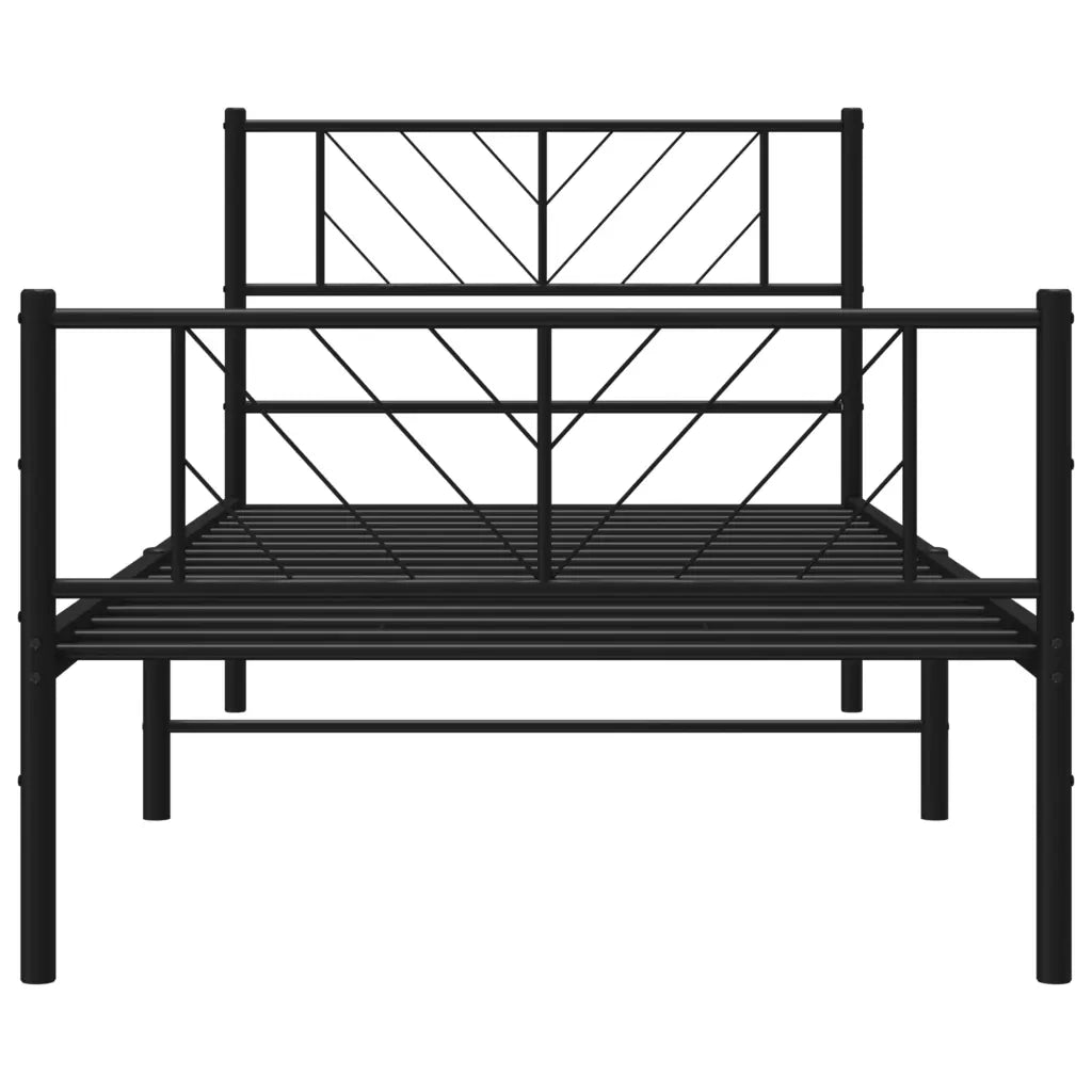 Giroletto con Testiera e Pediera Metallo Nero 107x203 cm