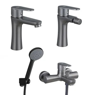 Set miscelatori lavabo bidet vasca nichel nero satinato serie  Lizzy