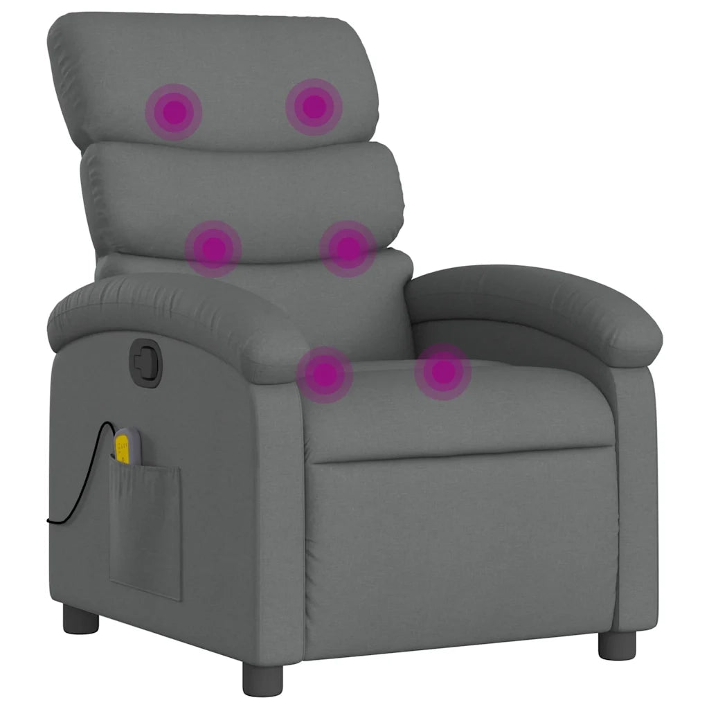 Poltrona Massaggiante Reclinabile Grigio Scuro in Tessutocod mxl 83558