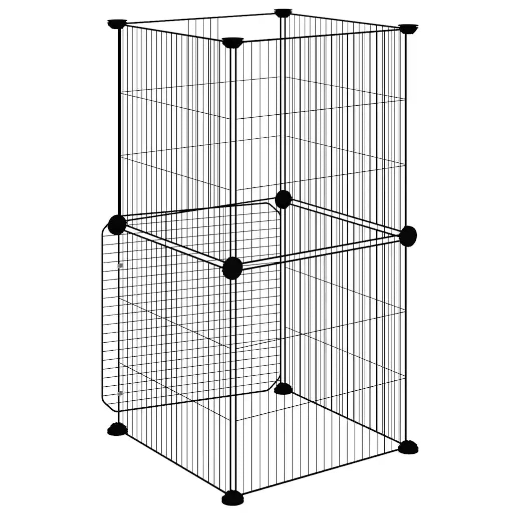 Gabbia per Animali 8 Pannelli con Porta Nero 35x35 cm Acciaio 3114035