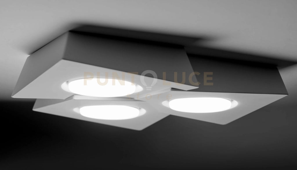 ANCHISE lampada da Soffitto 3 Luci in gesso bianco attacco GX53 l.32x33,8cm