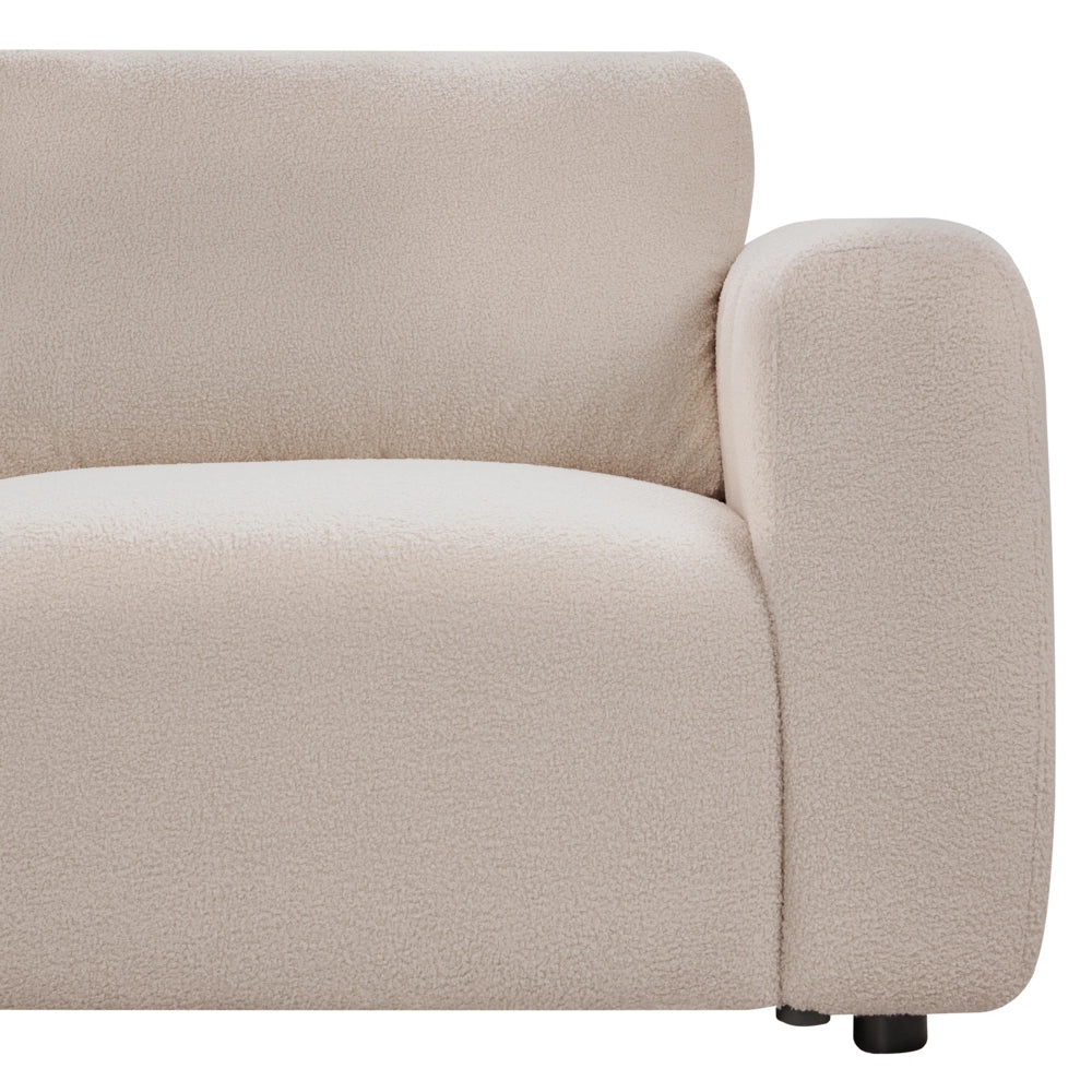 Divano a 5 posti in tessuto bouclè modulare bouclè beige lato sinistro stile minimale moderno