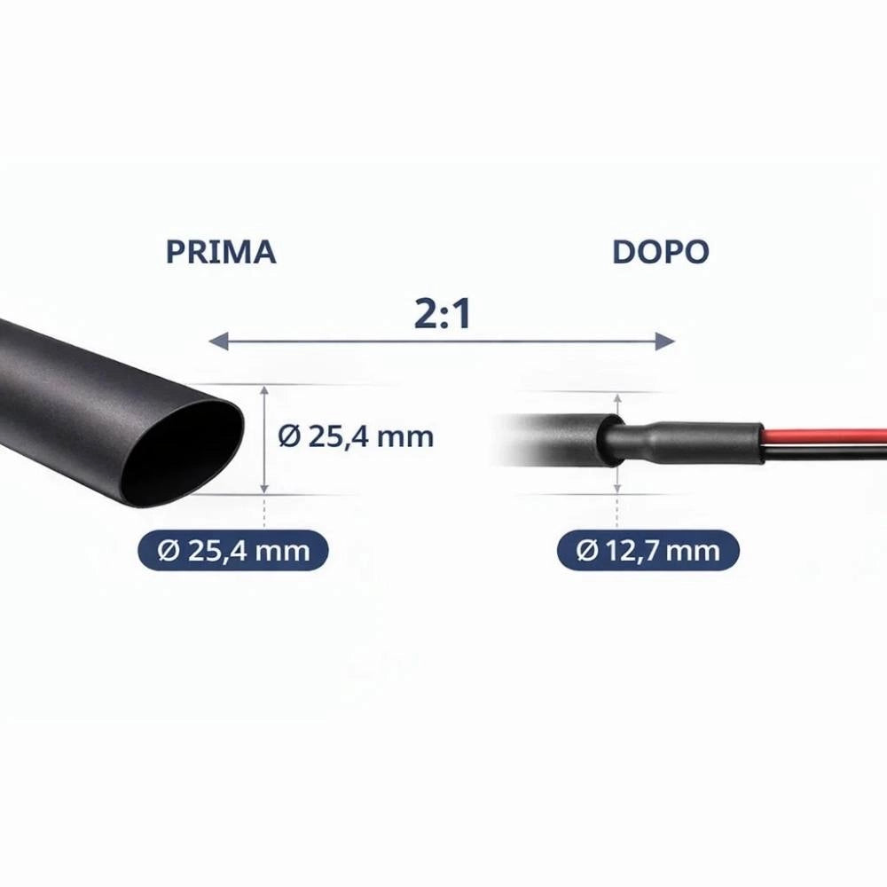 Raytech rgpo-b guaina termorestringente nera 1,2 m poliolefina reticolata *** diametro 25.4 millimetri , confezione 1