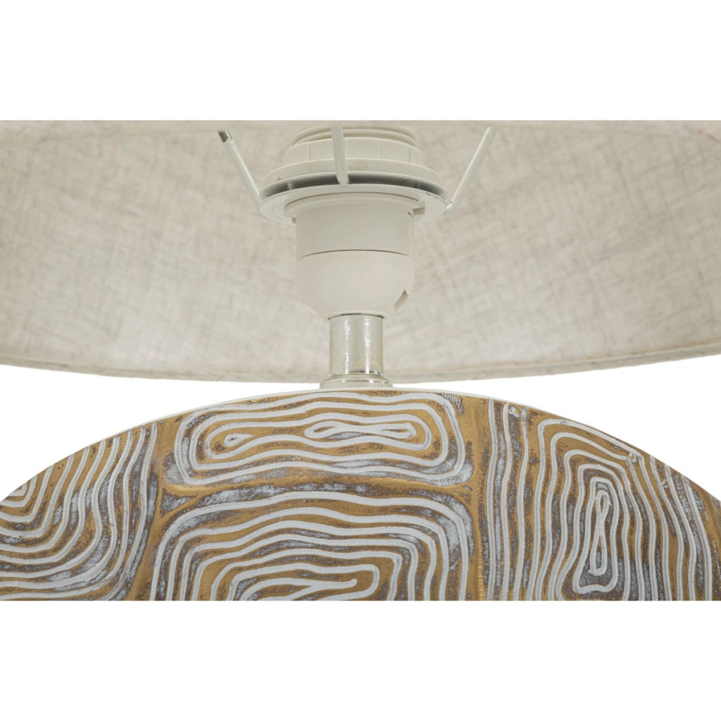 Lampada da tavolo Eclips in resina con motivo geometrico e paralume in tessuto O 38 cm