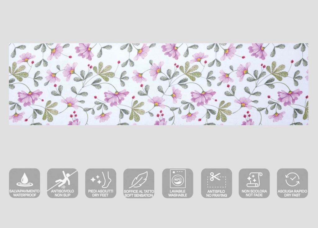 Tappeto Bagno Antiscivolo Passatoia Microfibra Assorbente Spongy Malva - 50x90 - Malva