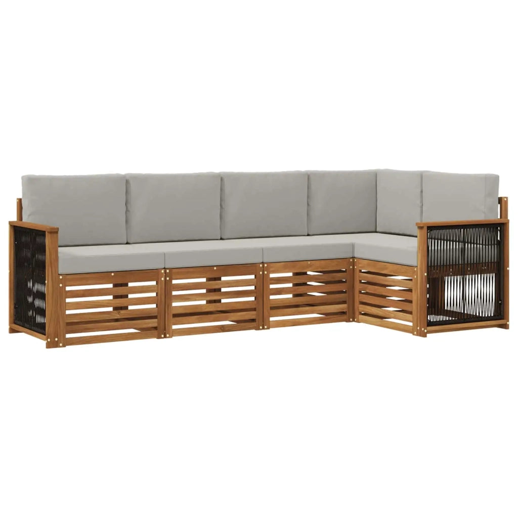 Set divano sezionale con cuscino 4 pcs Naturale e Grigio Chiaro 3384352