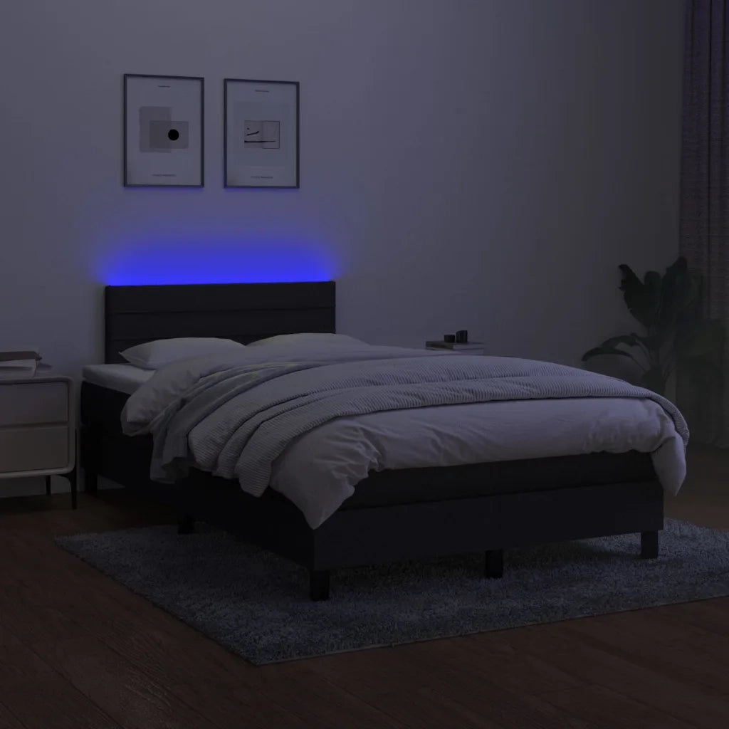 Letto a Molle con Materasso e LED Nero 120x190 cm in Tessuto 3270048