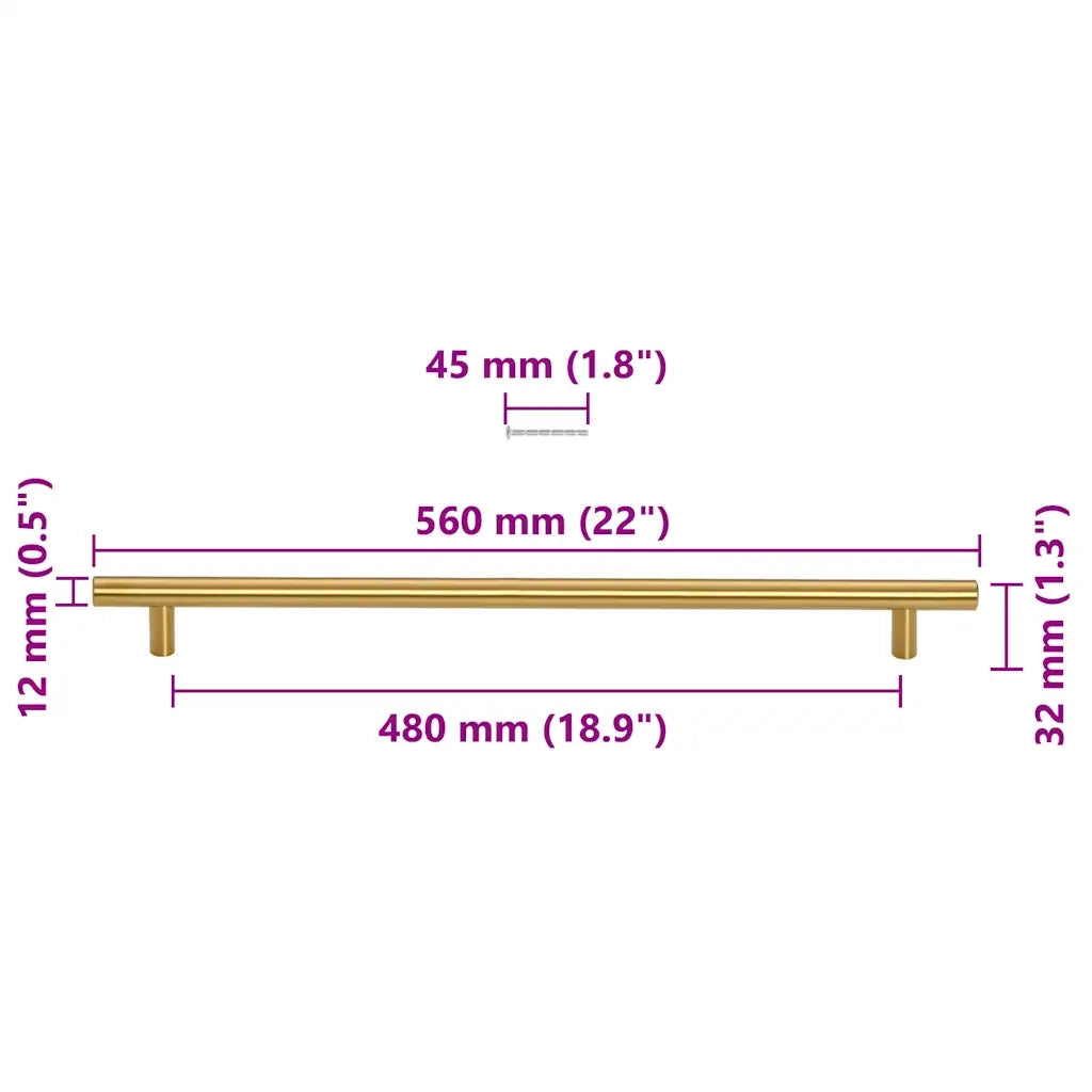 vidaXL Maniglie per Mobili 5pz Oro 480mm in Acciaio Inox