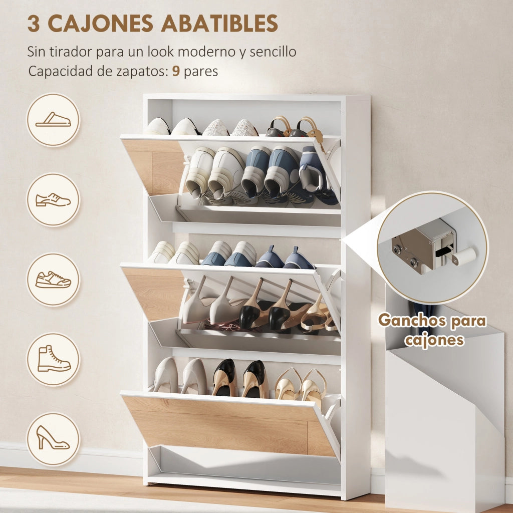 Scarpiera con Specchio e 3 Ante ¨C zephmum ¨C Bianco 65x17x114,5 cm