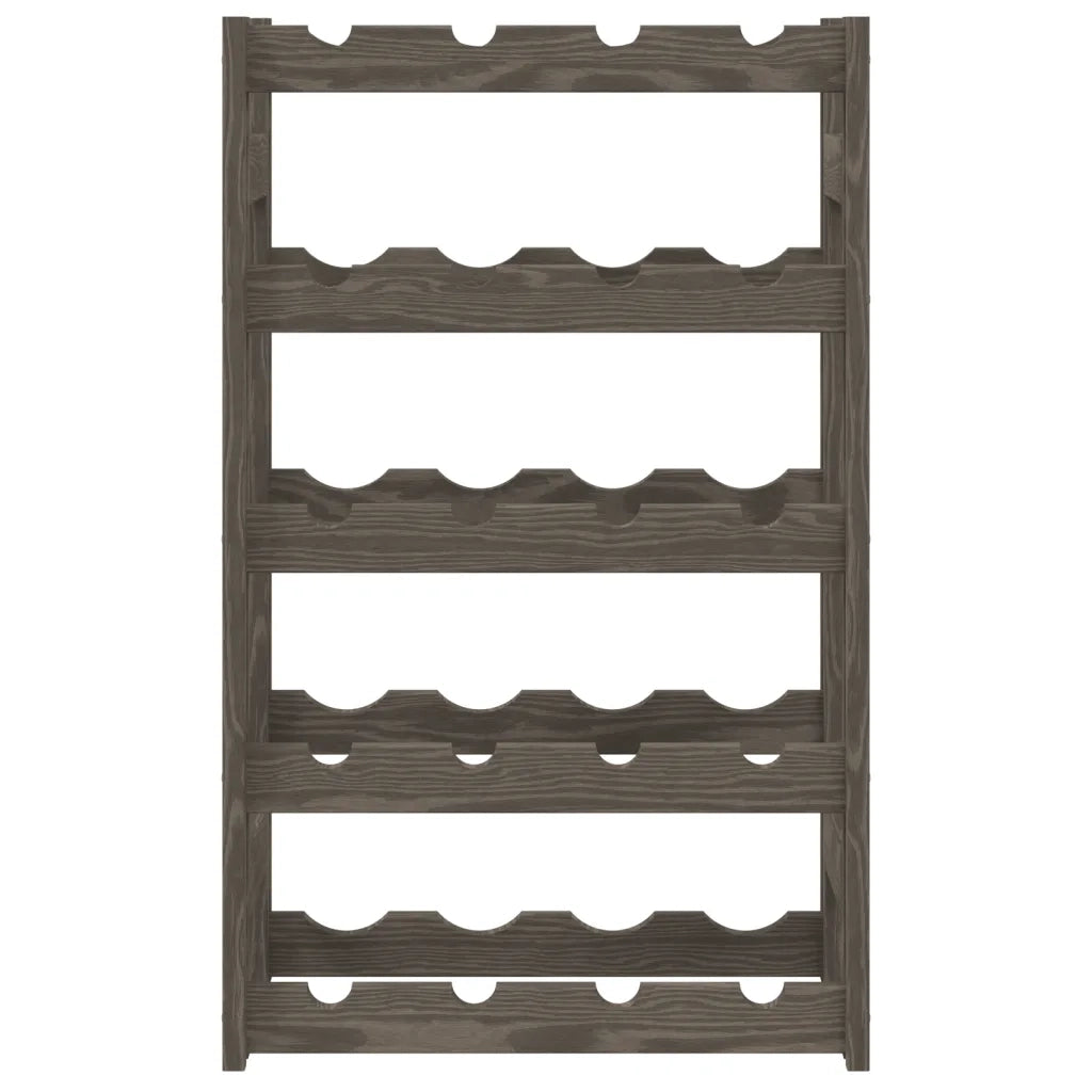 Portabottiglie per 20 Bottiglie Grigio Legno Massello di Pino 373379