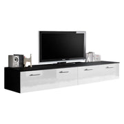 Mobile TV 200cm Collezione COMET. Colore nero e bianco. 2 ante a ribalta.