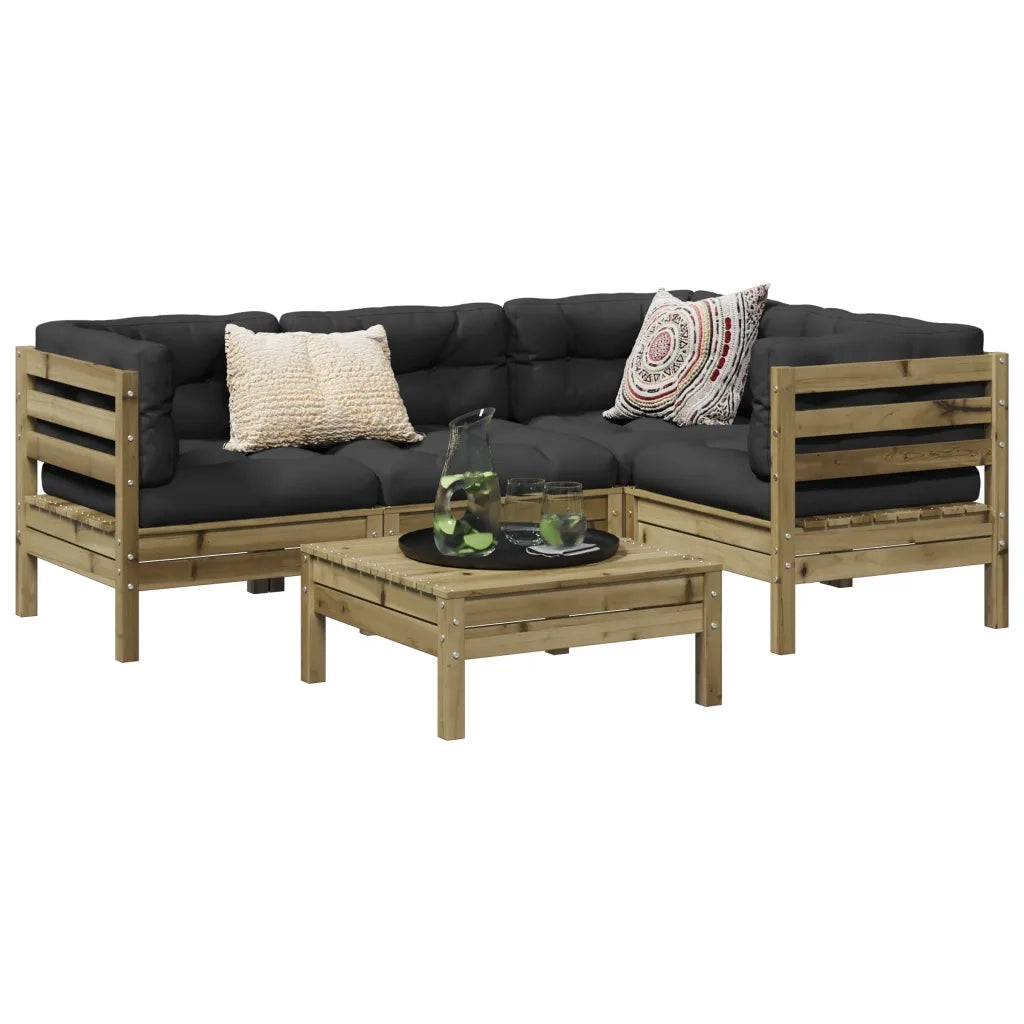Set Divani da Giardino 5pz con Cuscini Legno Impregnato di Pinocod mxl 116989