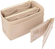 Organizzatore di Borse in Feltro con Portafoglio, Tasche per Donne in Tasca Organizzatore Medio Beige, Organizzatore di Tasche con Cerniera