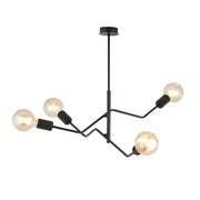 Sospensione Industrial 4 Luci Febe In Acciaio Nero E Bracci Regolabili