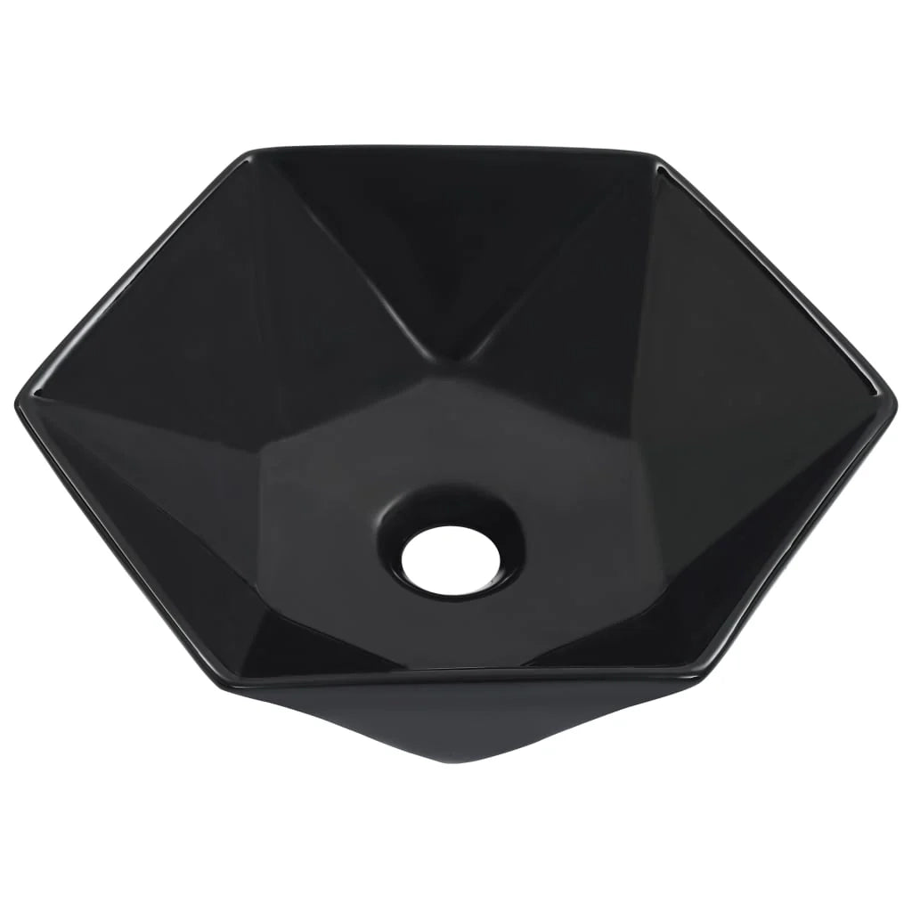 Lavabo da appoggio per l'interno del bagno cabina doccia cabina WC 41 x 36,5 cm ceramica nera 02_0002623