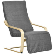 Poltrona Relax con Poggiapiedi e Poggiatesta in Legno ¨C Zephmum ¨C Grigio, Tessuto