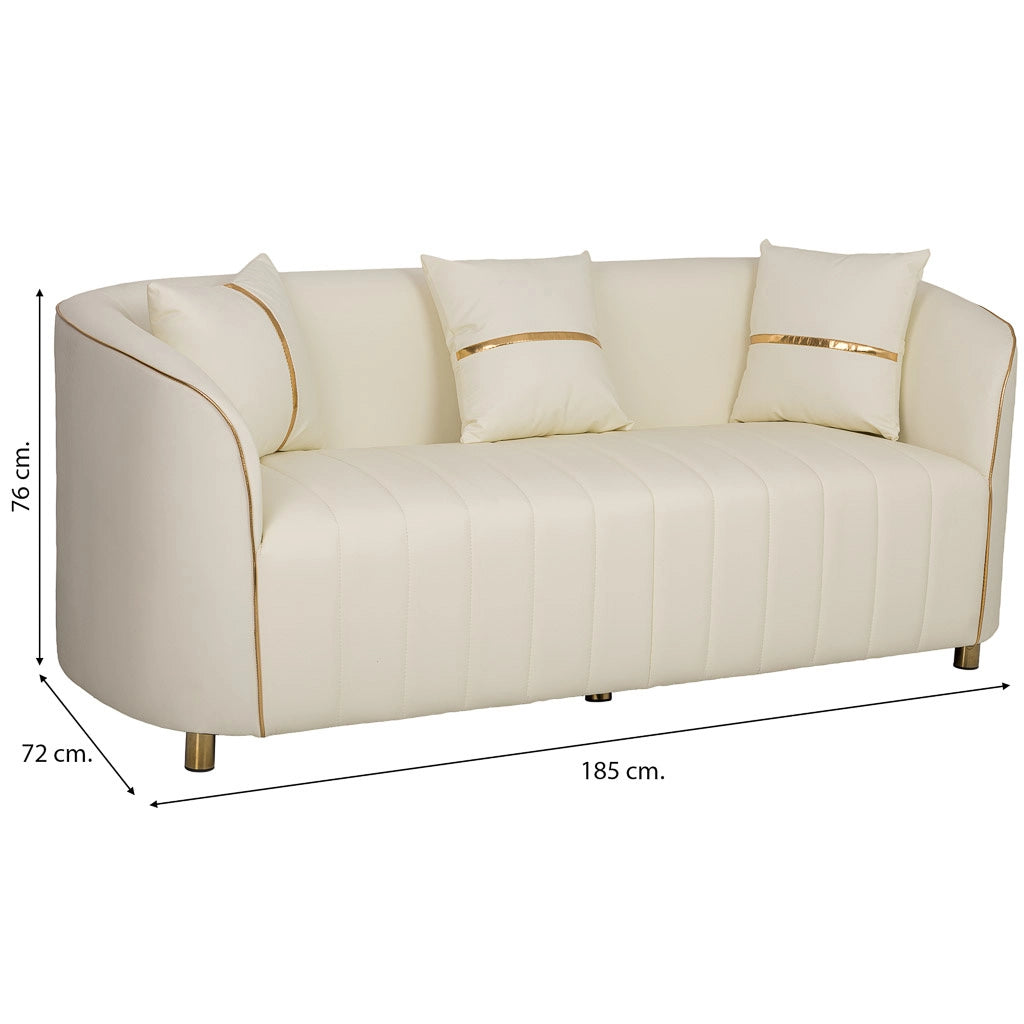 Divano in ecopelle beige 185x72x76h cm