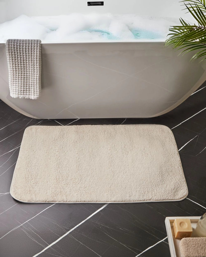 Tappetino da bagno in microfibra bianco sporco 60 x 90 cm con retro antiscivolo Accessori da bagno rettangolari morbidi