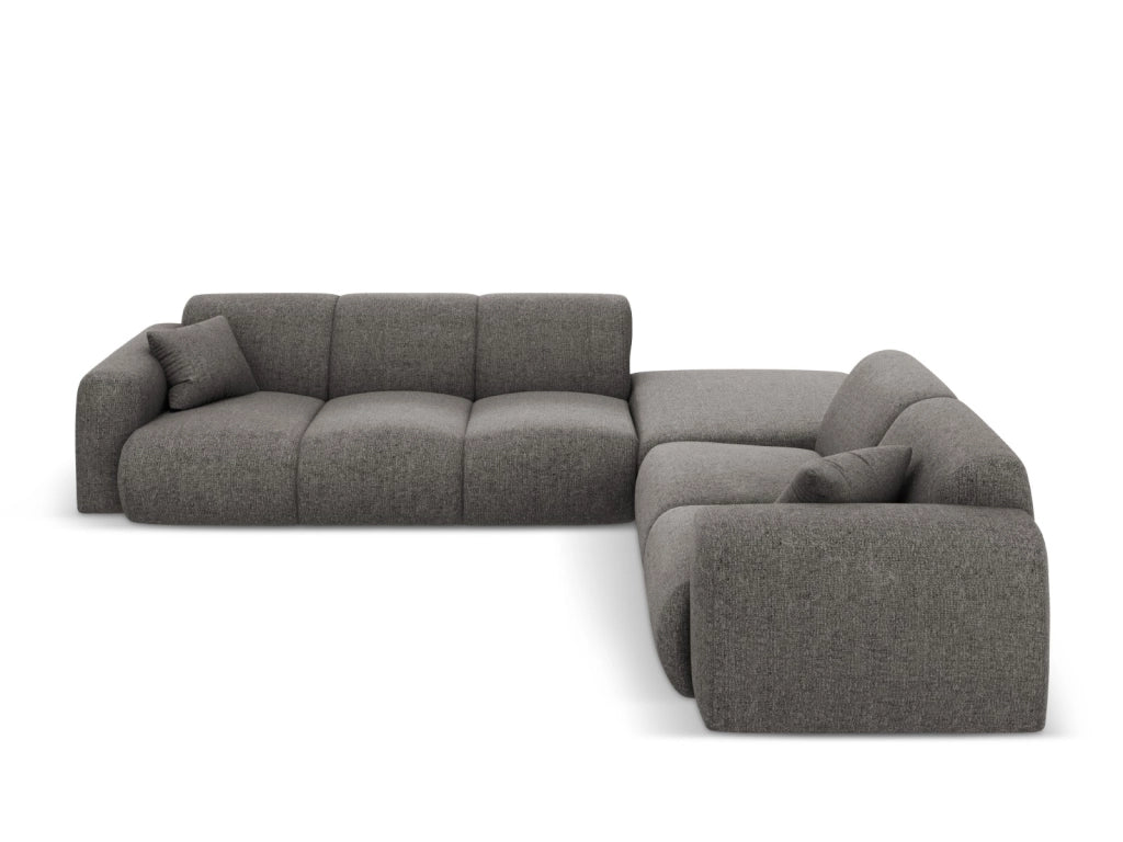 Cosmopolitan Design - Divano angolare destro "Nolio" 4 posti in ciniglia grigio 