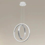 Trade Shop - Lampadario A Sospensione Led 64w Circolare Effetto Cristallo Moderno Bianco 32156 -