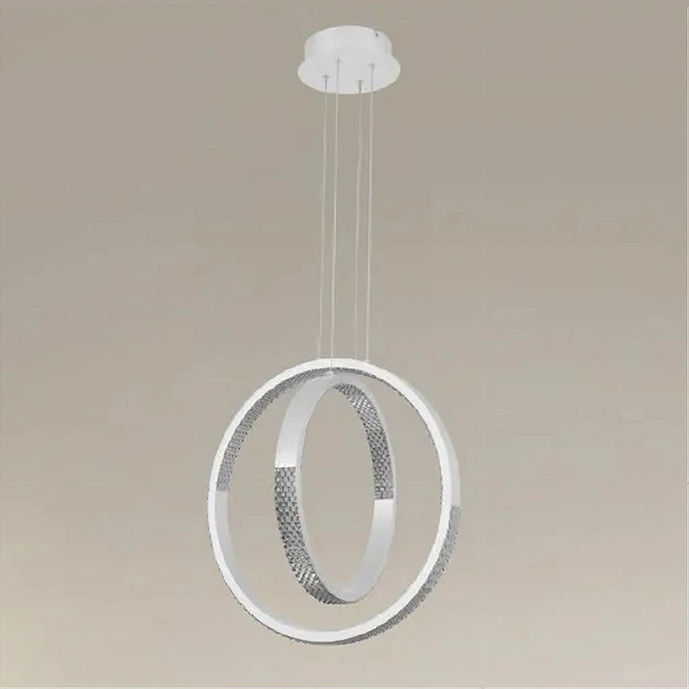 Trade Shop - Lampadario A Sospensione Led 64w Circolare Effetto Cristallo Moderno Bianco 32156 -
